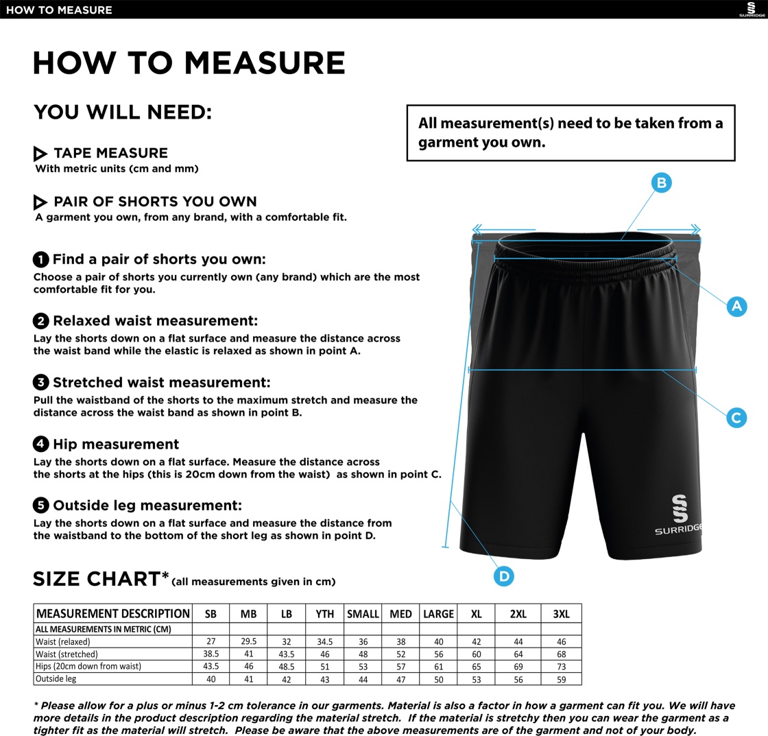 Biggleswade Town CC - Blade Shorts - Size Guide